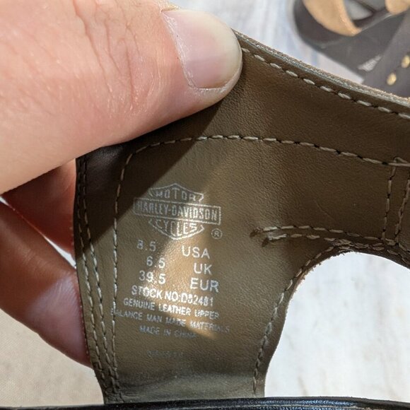 Harley Davidson Women's Gillian Tan Leather Strappy Studded Heels Size 8.5 - Picture 6 of 10